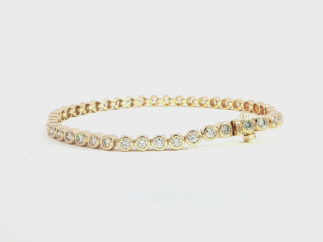 Modernes Tennisarmband in Zargenfassung – 14kt Gelbgold - 2,00ct